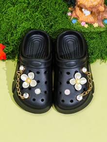 HOEASE Girls' Breathable Hollow Flower Garden Shoes, Comfortable Lightweight Sandals, Spring/Summer - Black - View 4