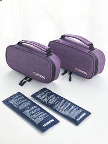 1 pieza Bolsa de almacenamiento en frío aislada e impermeable, bolsa portátil de almacenamiento en frío para insulina, kit de primeros auxilios, bolsa de almacenamiento médico, caja de almacenamiento en frío a temperatura constante, bolsa de hielo para medicamentos - Morado - Ver 3