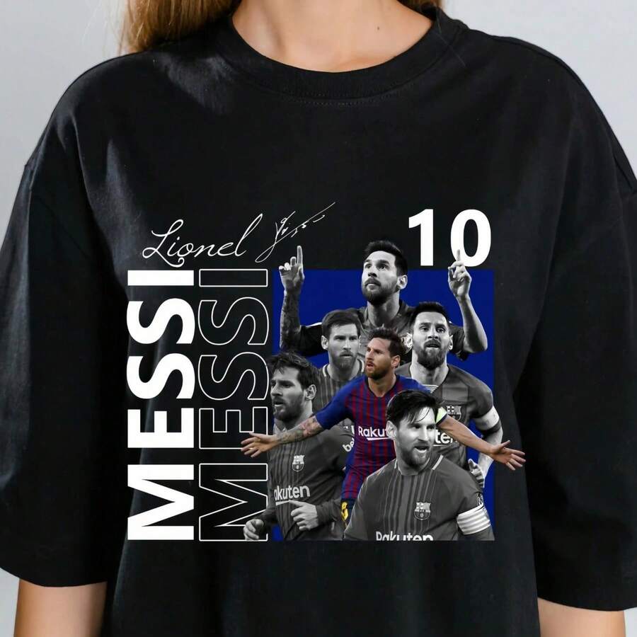 Soccer Graphic_ Streetwear Transfer Print Tee - 黑色 - 查看 1