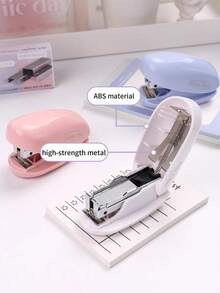 1 Set Cute Mini Stapler Combination, Portable Stapler 26/6, 12-Page Staple Remover, Small Stapler, Multi-Functional Stapler, Office & Student Stationery - Stapler - View 2