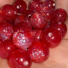 50颗8/10毫米鲜艳彩色珠子 - 合成树脂圆珠，带有星空般闪亮效果，适合制作珠宝、手链、项链 - 母亲节DIY手工材料，珠宝制作珠子 - 彩色 - 查看 17