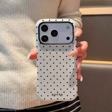 GIIPPA Glossy White Polka Phone On Black Background, Compatible With 17, 17, 16, 15, 14, 13, 12, 11, Pro, Plus, X, XS - 白色 - 查看 3