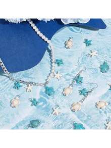 Conjunto de 30 pingentes sortidos de conchas naturais (estilo aleatório) para confecção de bijuterias DIY, incluindo pingentes de conchas, estrelas-do-mar e tartarugas, com furos para pulseiras, colares, brincos, tornozeleiras e acessórios. - Tamanho Único - Ver 8