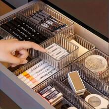 10/7/5/1 Pcs Drawer Divider Storage Boxes, Multi-Functional Transparent Plastic Drawer Organizer Set, Ideal For Cosmetics Storage And Bathroom Organization, Various Sizes Available, Suitable For Every Room, Kitchen Supplies, Perfect For Vanity And Bathroom Drawers, Graduation Gift, Eid Al-Adha, Stylish Makeup Display Rack, Enhancing Home And Bedroom Decor - Clear - View 4
