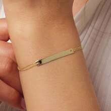 Gold Bar Bracelet, Custom Bar Bracelet, Personalized Name Bracelet, Engraved Bracelet For Women, Friendship Bracelet, Mothers Day Gift - Multicolor - View 4