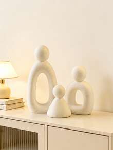 Elegant Speckled Resin Decor Statue – Contemporary Abstract Figure For Modern Home Decor, Great For Living Room Mantels, Bedroom Dressers, And Bathroom Vanities. This Minimalist White Sculpture Blends Seamlessly With Boho, Scandinavian, And Japandi Styles, Serving As A Chic Centerpiece For Shelves, Side Tables, And Office Bookshelves To Enhance Your Peaceful Living Environment. - A - View 1