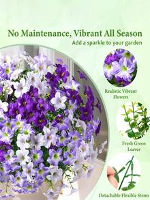 Outdoor Artificial Flower Bouquet, Realistic Outdoor Fake Flowers, UV-Resistant Silk Trumpet Flowers, Outdoor Garden Fake Flower Mix In Purple - Multicolor - View 6