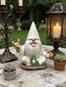 Sparkling Rock & Roll George And Zen Frog - This Garden Gnome Perfectly Blends Peace, Tranquility And Rock & Roll, Adding A Touch Of Magic To Your Enchanting Garden. - A - View 6