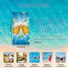 1pc Summer Beer Beach Towel, Super Absorbent Large Beach Blanket, Suitable For Travel, Swimming Pool, Diving, Surfing, Yoga, Camping, Available In Multiple Sizes, Beach Accessories - C - View 14
