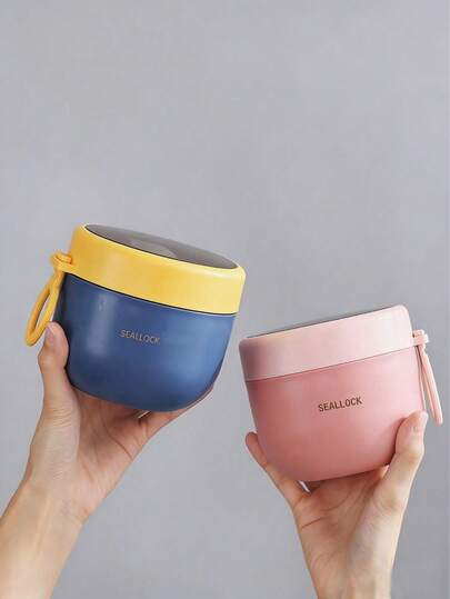 1件，2026年热门日本午餐盒餐具，学生上班族午餐盒套装，便携式水杯粥锅午餐盒，新款水果沙拉杯宽口径防漏密封带勺，轻食减脂健身野餐水果杯。