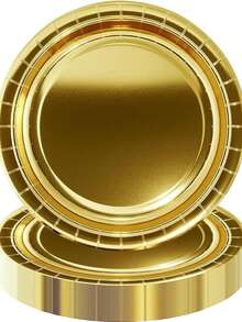 7英寸+9英寸奢华金边圆形纸盘套装，适用于婚礼甜点及主菜盛放、生日派对蛋糕、周年纪念宴会、商务茶歇、节日聚会、牛排意面、下午茶点心等场合，优雅精致的金色餐具。 - 金色 - 查看 6