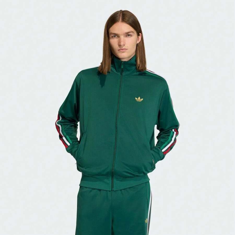 Adidas Originals Áo khoác nam FIREBIRD TT dệt kim có mũ KD3845 - màu xanh lá - Xem 1