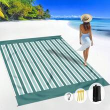 1 tấm trải biển chống thấm nước, chống cát, in họa tiết sọc, kích thước 185*235CM, nhẹ và bền, thích hợp cho bãi biển, kỳ nghỉ, du lịch, cắm trại ngoài trời, dã ngoại. - Nhiều màu - Xem 5