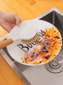 1pc Pot Brush, Household Dishwashing Brush, Non-Scratch Pot Cleaning Brush, Long Handle Kitchen Brush, Oil-Absorbing Pot Brush, Descaling - A - View 2