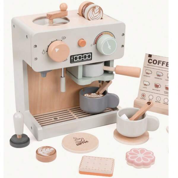 1 Set Funny Enlightening Wooden Children's Play Kitchen Tea Set & Dessert Toys, Children's Kitchen Toys, Realistic Preschool Role Play Toys, Baby Educational Toys