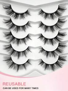 ENCHUW 5 Pairs Cross Eyelash Soft Long Thick Volume Eyelashes Fake Eyelashes For Party Makeup Faux Mink Lashes - Black - View 5