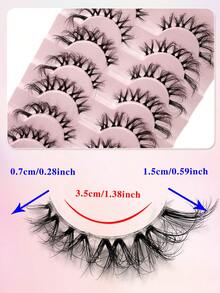 ENCHUW 8对假睫毛，蓬松柔软，纤长自然，透明梗，可重复使用，度假妆容必备 - 黑色 - 查看 2
