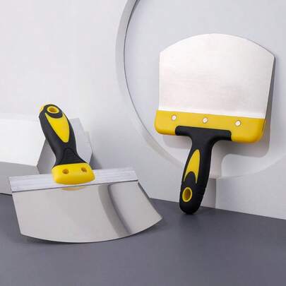 1pc Stainless Steel Curved Trowel, Plastering Spatula, Thick Masonry Worker Tool, Cement Scraper, Putty Knife