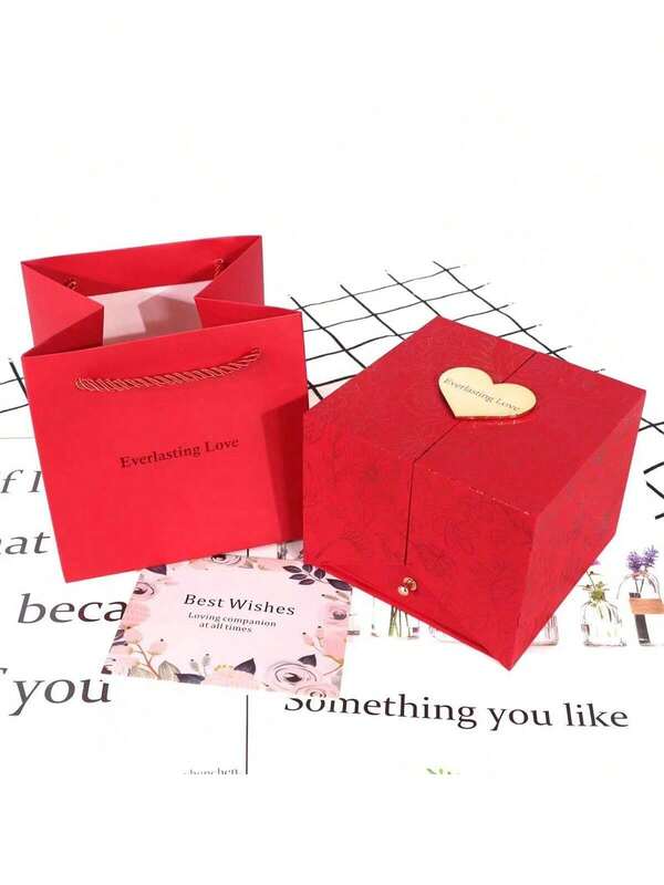 1-Piece Love Romance Red Pink Blue 9-Rose Soap Flower Heart Jewelry Box Valentine's Day Gift Set Earrings Necklace Ring Jewelry Box Suitable For Valentine's Day Mother's Day Wedding Proposal Confession Use Holiday Gift Box Party Gift Box Gift Box Does Not Include Jewelry