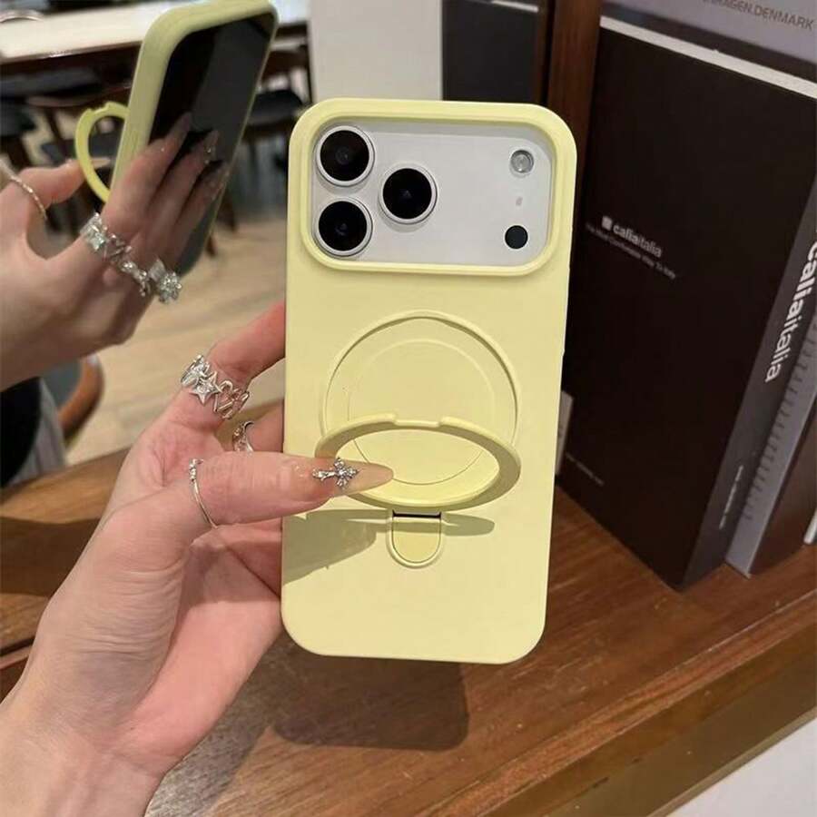 Magnetic Wireless Charging Soft Silicone Protective Case For IPhone 17 Air 17 16 15 14 13 12 11 Pro Max 16e - Cream Yellow - View 1