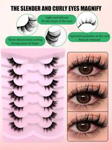 7对猫眼假睫毛，浓密卷翘，轻盈蓬松，一体式假睫毛，适合新手，日常佩戴及约会使用 - 查看 2