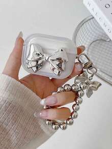 1个3D电镀蝴蝶结+吊坠蓝牙耳机保护套，透明外壳，兼容苹果Pro/1/2/3 - 彩色 - 查看 6