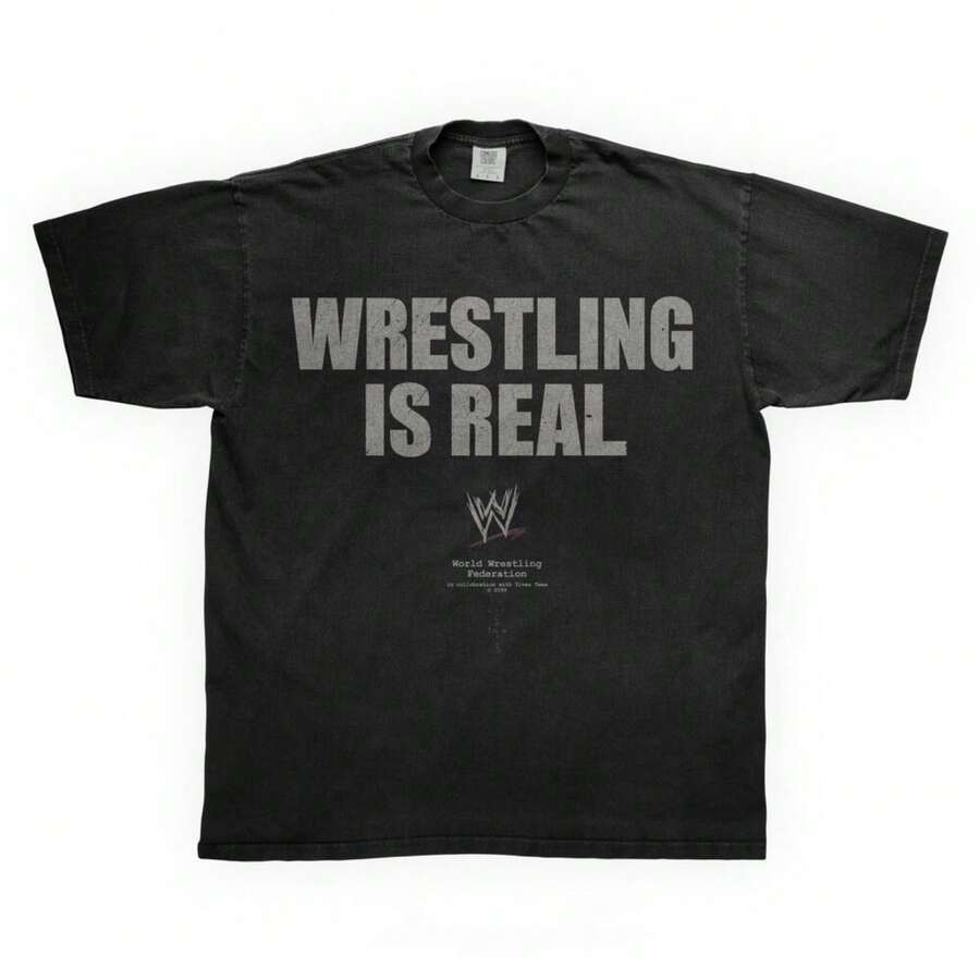 Wrestling Is Real T-Shirt _ John, Rock & Travis Merch Black - Gift Kids And Music Fans - 黑色 - 查看 1