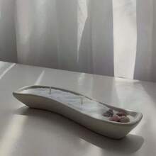 1 pieza Molde de arcilla DIY, molde organizador de bandeja rectangular para velas, adecuado para hacer resina, yeso, velas, productos de aromaterapia, decoración del hogar, decoración de bodas y fiestas, molde de silicona - Plato de vela largo - Ver 5