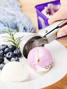 1个不锈钢双用途冰淇淋勺，可用作冰淇淋勺、瓜球勺、多功能冰淇淋勺、水果冰淇淋勺 - 銀色 - 查看 4