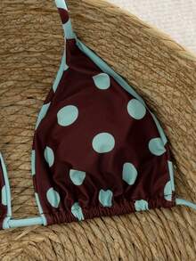 2023 Summer Vacation Beach Leopard Print Sexy Halter Tie Bikini Set - Larger Brown Spots - View 5