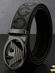 Cinturón de hebilla automática de aleación con diseño de pájaro en círculo para hombre, cinturón de alta calidad con diseño de letra G, regalo ideal para familiares y amigos - Multicolor - Ver 6