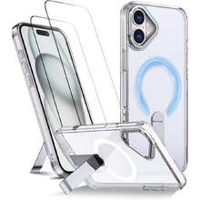 Funda para iPhone 16 Plus Case MagSafe 6,7 Pulgadas Incluye Dos Protectores de Pantalla Funda Protectora a Prueba de caídas con Soporte Ajustable,43354772 - Oro rosa - Ver 1