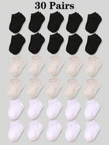 30/20/10/1 双中性黑、白、灰婴儿短袜，简约休闲短袜，四季皆宜，男女宝宝均可穿着，日常穿着及礼品 - 彩色 - 查看 7