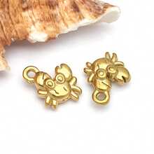 2 piezas Colgantes de metal de animales marinos de acero inoxidable dorado, con diseños de estrella de mar y delfín, para hacer joyería de verano y playa - Dorado - Ver 20