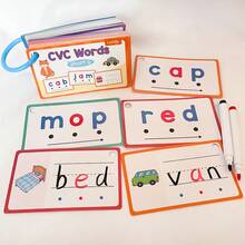Lachilly 60 PCS Phonics CVC Words Flashcards Kids English Sight Words Spelling Dry Erase Educational Learning Card Kindergarten Teaching Aids - Multicolor - View 12