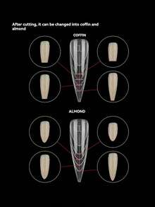 150盒透明尖头按压式美甲延长片，双型刺客多功能美甲模具，假指甲 - 無色 - 查看 4
