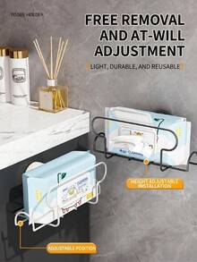 无缝吸盘式纸巾架，免钻孔壁挂式防锈浴室卫生纸收纳整理架 - 白色 - 查看 3