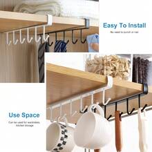 6钩咖啡杯马克杯架黑白挂钩置物架多功能厨房橱柜杂物收纳架 - A - 查看 7