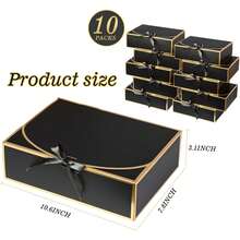 Bộ 10 hộp quà nắp viền đen, hộp quà ruy băng đen sang trọng, hộp quà cầu hôn phù rể, hộp quà sinh nhật, hộp quà cưới, hộp quà tặng, hộp quà tiệc tùng, hộp quà phù dâu, quà tốt nghiệp, hộp quà ngày Valentine. - Xem 2