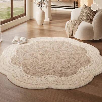 1pc Vintage Lace Decorative Carpet, French Cream Style Living Room Rug, Faux Wool Bedroom Bedside Rug, Dirt-Resistant And Easy To Clean, Suitable For Living Room, Coffee Table Area, Bedroom Bedside, Study, Vanity, Entryway, Closet, French Style Home, Vintage Space, Cream Living Room, Customized Size With 1-5cm Trimming Tolerance