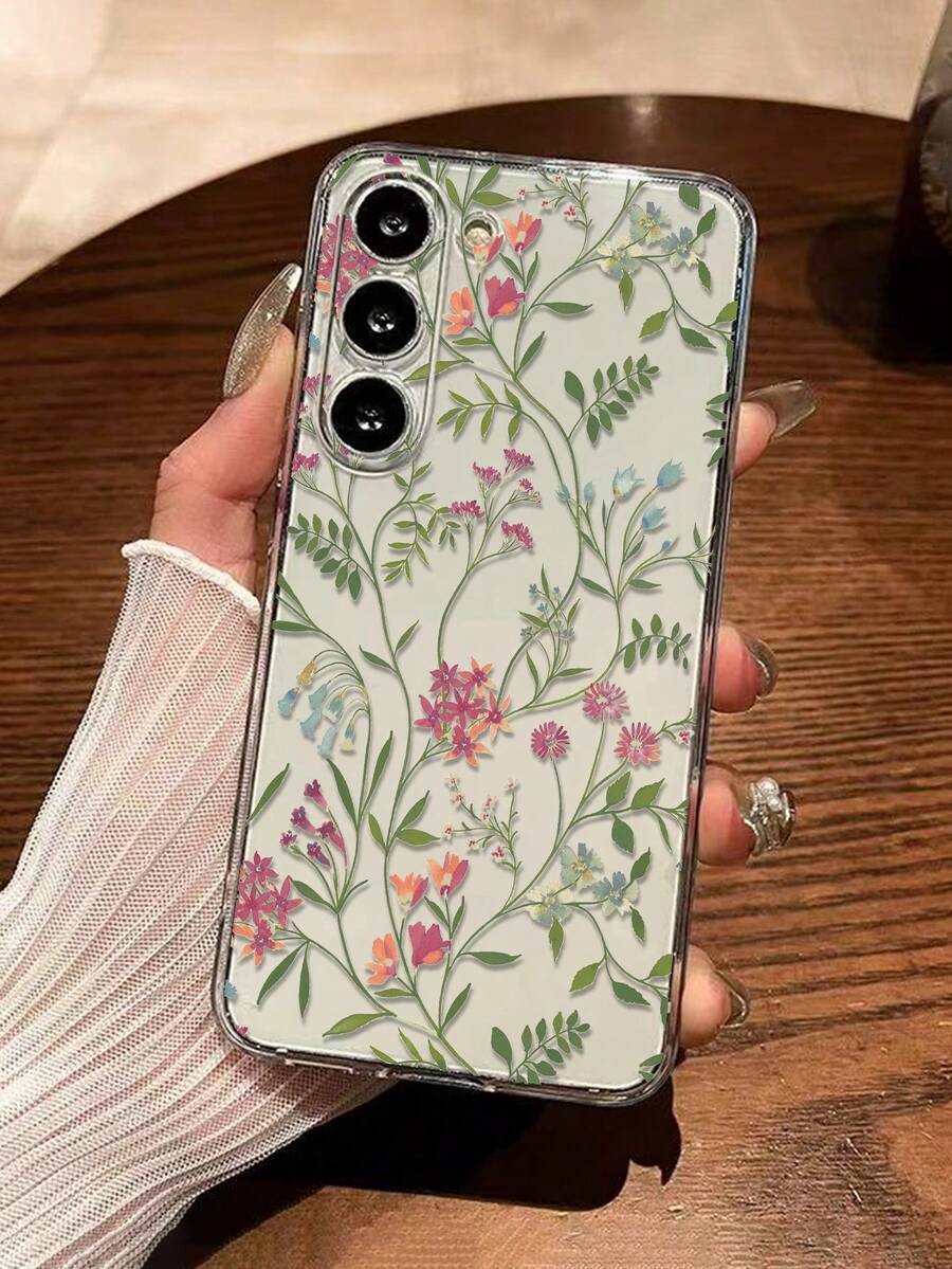 花朵图案 1 件装 高透明印花防震软壳手机壳，兼容 16/16 Pro/16 Plus/16 Pro Max、15 Pro Max、13、P14、P11、XS、XR、7/8、P、7/8 GES2、Galaxy S25/S25 Plus/S25/S25 Ultra、A50、A12、A32、A52、A72、A51、A21S、A13、A14、S22 Ultra、S23、A33、A53、S20 FE、11、12 Pro、12/12X、Note 11、9A、9C、Poco X3 NFC、10、9、Note 9、12C、Note 11 Pro、10C、Note 8 Pro，国际版，非国内版 - 彩色 - 查看 1
