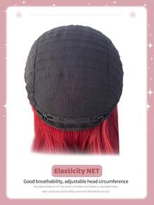 18-Inch Long Synthetic Wig Featuring A Natural Straight Style A Stunning Red. It Is Crafted From Heat-Resistant Fiber To Ensure Durability. This False Hairpiece Is Perfect For Daily Use, Offering A Natural And Realistic Appearance That Mimics. - Red - View 9