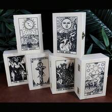 78pcs Vintage Tarot Cards Set, Including Cards, Instruction Manual, Velvet Storage Bag, And Handmade Wooden Box - Black - View 7