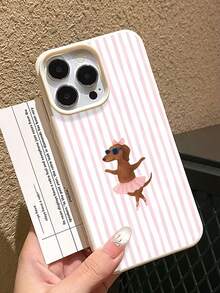 1 Piece Sausage Dog Ballet Dancer Printed Design Phone Case For IPhone 17/16/15/14/13/12/11 Pro Max Shockproof Waterproof Phone Case Protective Case - Beige - View 2