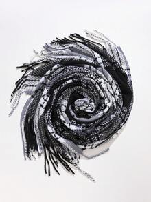 1pc Versatile Faux Cashmere Scarf, Warm And Elegant For All Seasons, Soft And Comfortable Material, Excellent Faux Cashmere Technology, Great Value, Suitable As Beach Towel, Home Essential, Best Gift For Men And Women, Mom's Favorite - Black - View 4