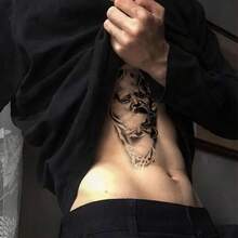 7pcs Chicano Black Temporary Tattoos, Chicano Guadalupe Black Gang Fake Tattoos, Lowrider Style Culture, Waterproof Half Sleeve Fake Tattoos, Mexican Unisex Clown Tattoos, Day Of The Dead, Halloween Gifts! - Halloween - View 7