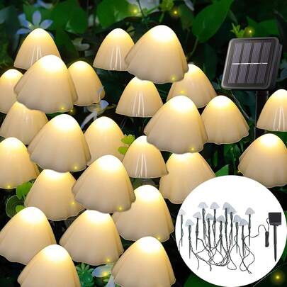 20 luces solares con forma de seta, 8 modos de iluminación, resistente al agua IPX4, decoración realista para el jardín, caminos, fiestas de Pascua, ambiente perfecto para festivales
