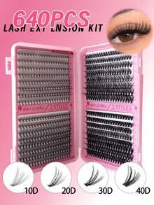 640pcs D-Curl Faux Mink Lashes, High Capacity Individual Lashes, Suitable For Beginners And Professionals DIY Use At Home. 30D+40D+50D+60D+80D+100D Mixed Style Lash Book - D - View 14