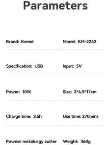 Kemei Bộ máy cắt tóc chuyên nghiệp KM-2242 bán chạy dành cho nam giới, máy tỉa râu không dây sạc USB với pin lithium 4500mAh, máy tỉa tóc điện chất lượng cao 9000 vòng/phút có màn hình hiển thị, 1 chiếc. - Xem 11