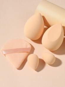 5PCS Makeup Tools Set Including:2PCS Makeup Sponges+1pc Triangle Powder Puffs+2PCS Mini Makeup Sponges - Multicolor - View 1
